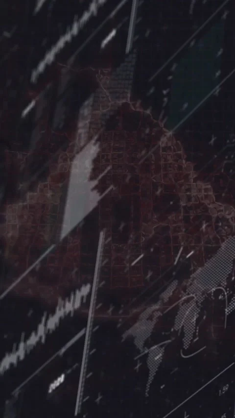 Vertical video: tech HUD receiving live feed, pulsing tilted arrow and streaks Stock Footage 330242480