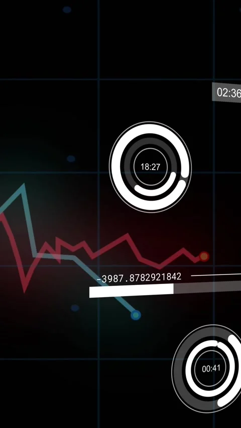 Vertical video: Tech HUD receiving data, animating line graphs and donut timers Stock Footage 330509741