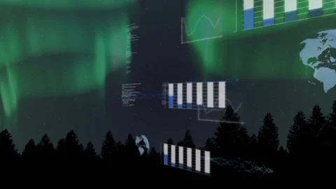 Vertical video: Tech HUD starting as faint bars sliding from right, scaling, 스톡 동영상 331871523