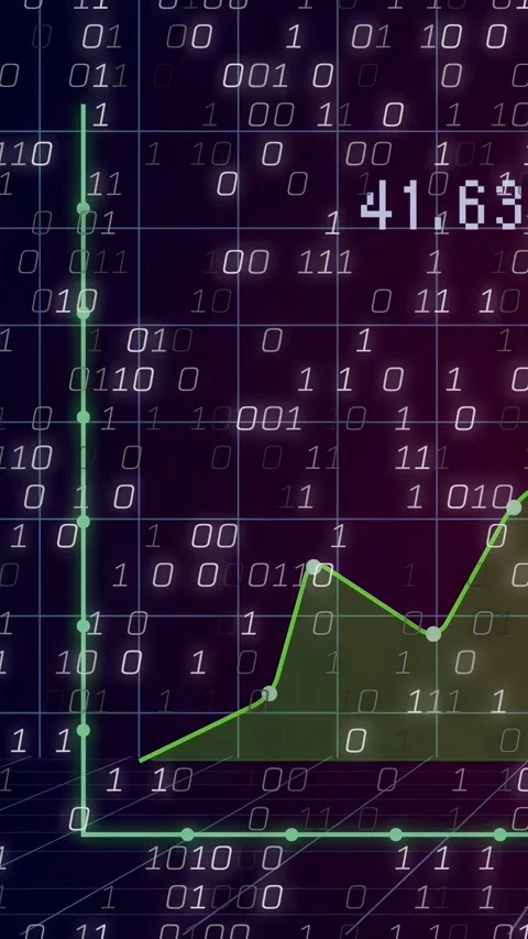 Vertical video: Tech neon chart starting origin, plotting spikes, showing Vídeos de archivo 332806523