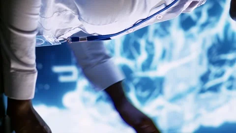 Vertical video Tech support employee writing AI script Stock Footage 249844278