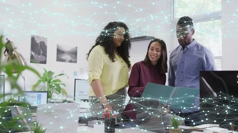 Vertical video: Tech team reviewing teal folder woman reaching causing node Video stock 332686377