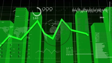 Vertical video: Tech UI running, time moving, plotting line, values changing, Stock Footage 332772098