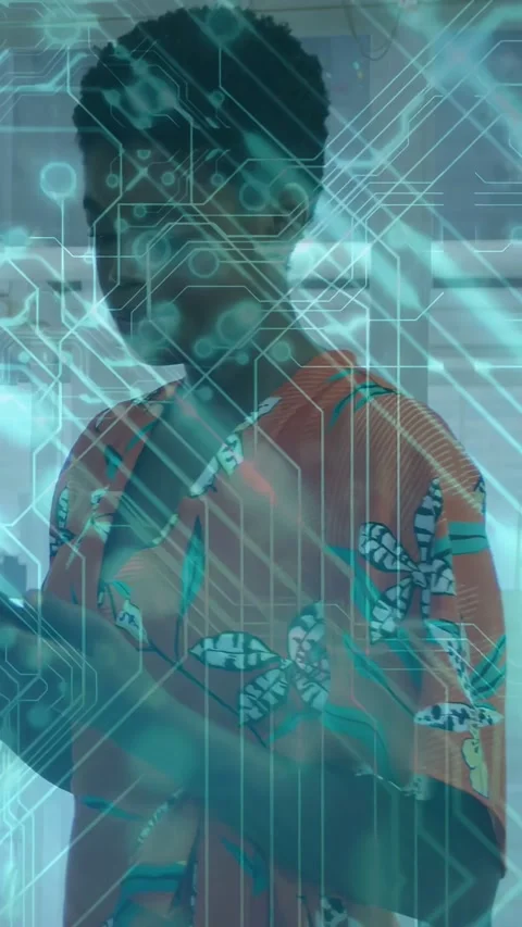 Vertical video: Tech user looking down tapping phone at window checking data Stock Footage 333236115