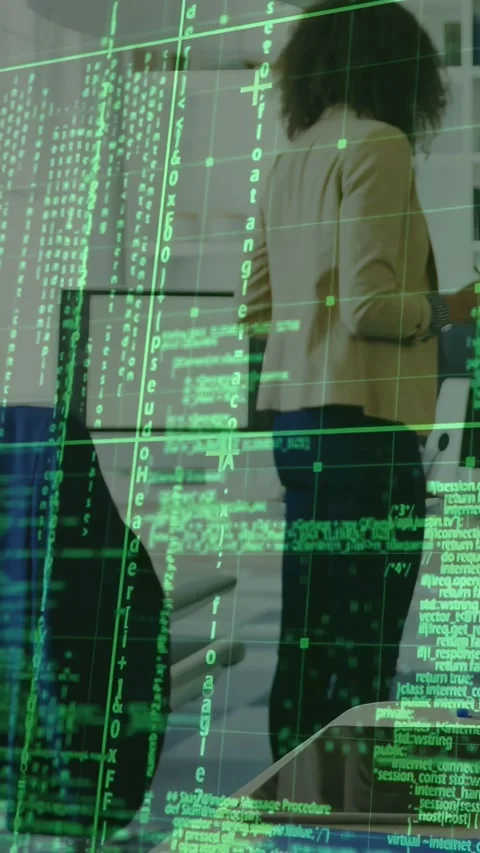 Vertical video: Tech worker tapping device while shifting and checking data, Stock Footage 333479869