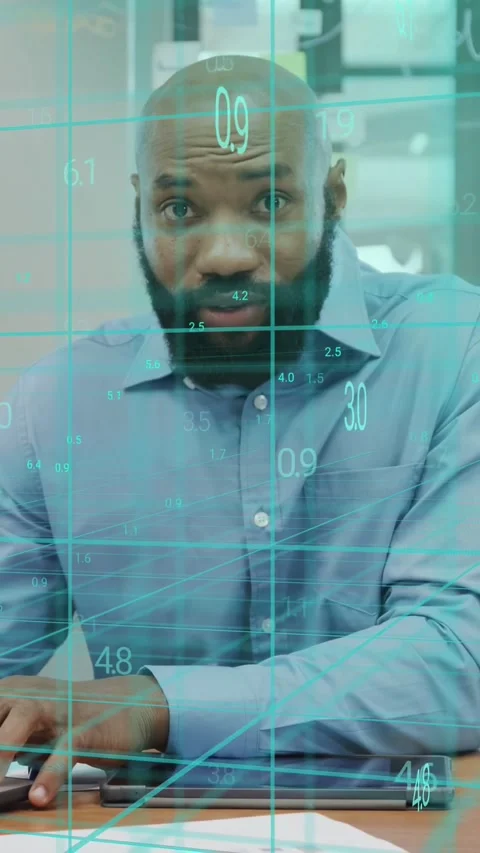 Vertical video: Tech worker typing on pad leaning and looking replying to peer Stock Footage 333896071