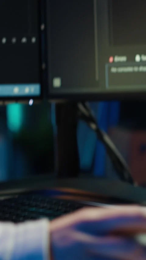 Vertical video Technician doing software quality assurance, reading source code Stock Footage 283507274