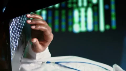 Vertical video Technician repairing server network Stock Footage 246392048