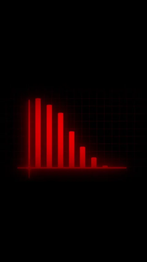 Vertical video technology failure signal loss red neon bar graph declining .. Stock Footage 317774178