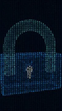 Vertical video Technology security with padlock concept. Data protected by di 스톡 일러스트