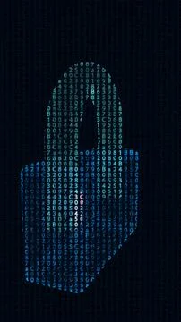Vertical video Technology security with padlock concept. Data protected by di 스톡 일러스트