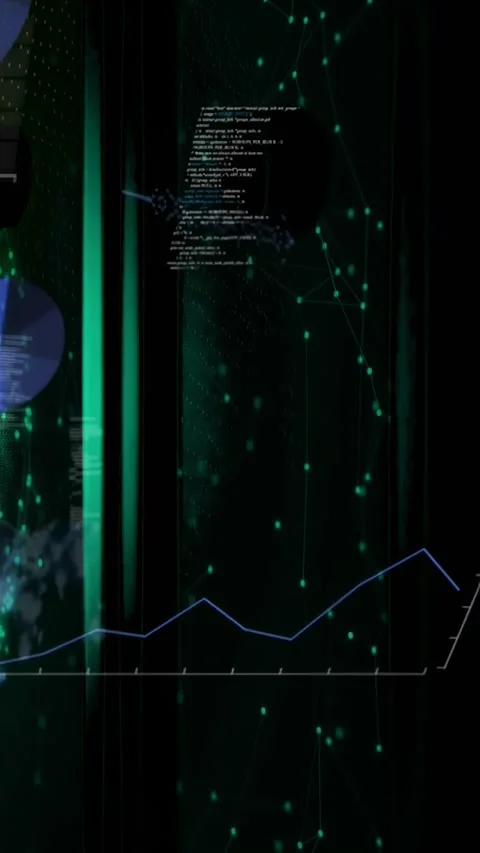Vertical video: Technology visualization filling vertical panel, feed updating Vídeos de archivo 331237872