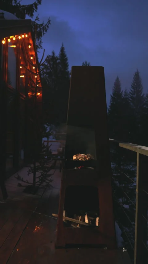 Vertical video of a terrace with evening lights. Stock Footage 265179710