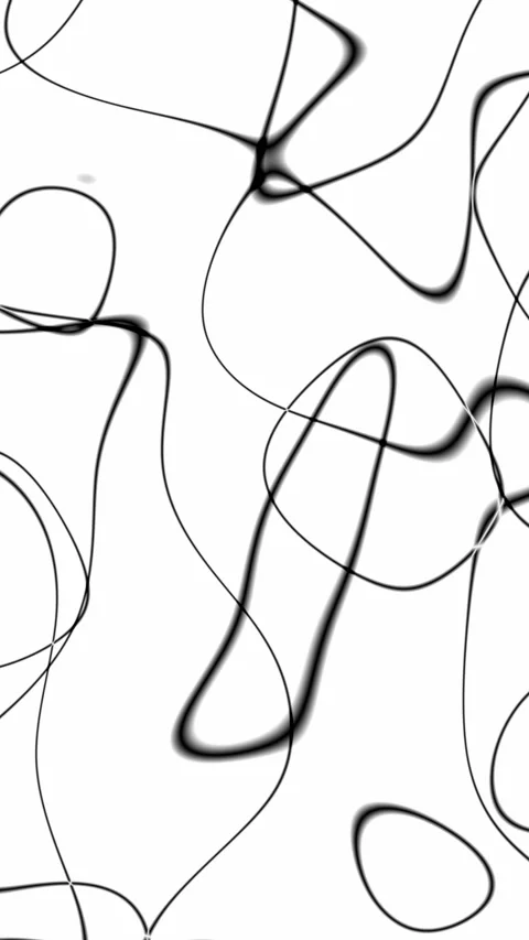 Vertical Video of Thick Chaotic Black Lines on White Background, Seamless Loop Stock Footage 344330385
