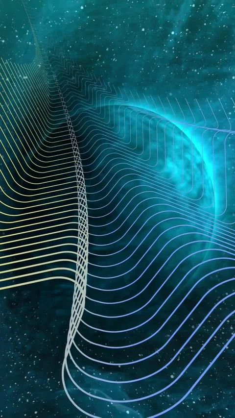 Vertical video: Thin line crossing splitting into ribbon rising and waving Stock Footage 329912748