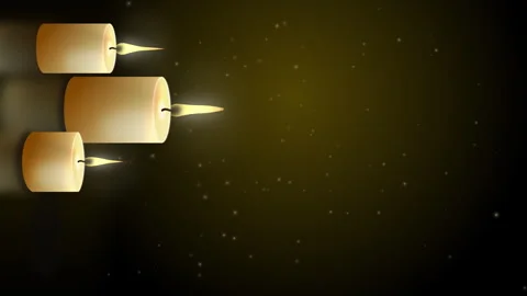 Vertical video. Three wax candles shining on a dark background Video stock 241712429