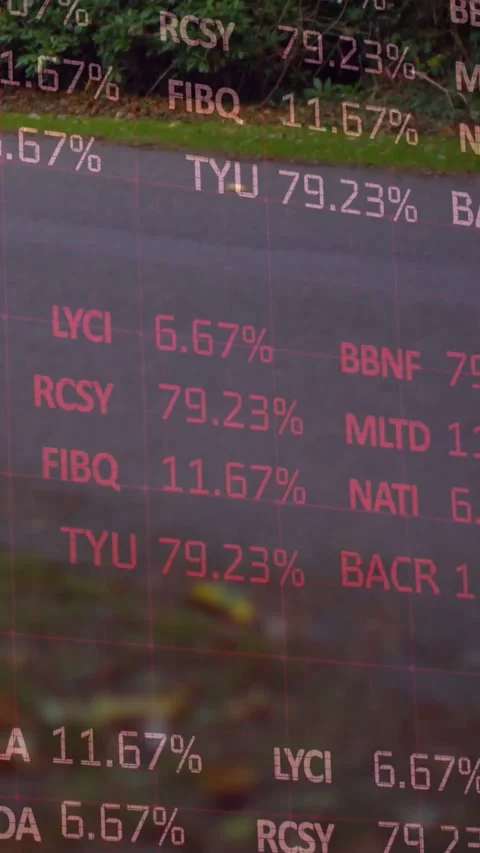 Vertical video: Ticker overlay refreshing on camera tilt showing changing values Stock Footage 334540746