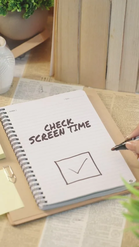 VERTICAL VIDEO OF TICKING OFF CHECK SCREEN TIME FROM CHECKLIST Stock Footage 308087271
