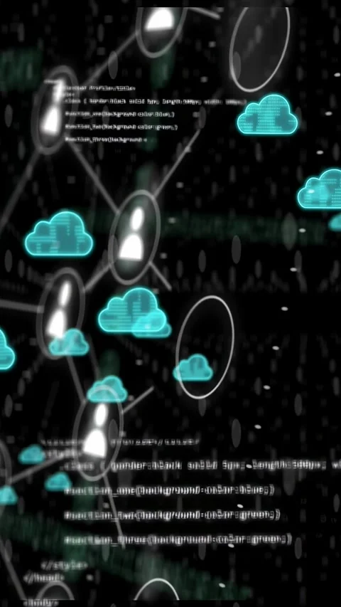 Vertical video: Tilting phone starting dive, teal clouds drifting, nodes Stock Footage 334770822