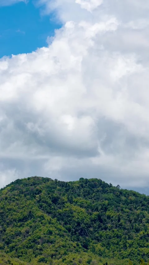 Vertical video time lapse of cloudy sky with mountains. Stock Footage 310034522