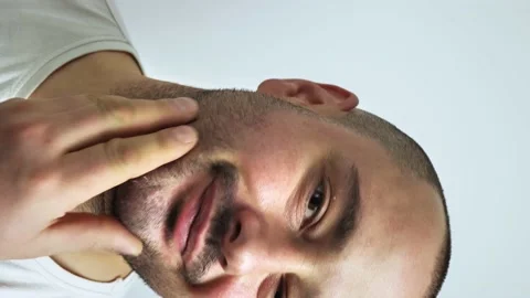 Vertical video. time to shave your beard. Stock Footage 148416779