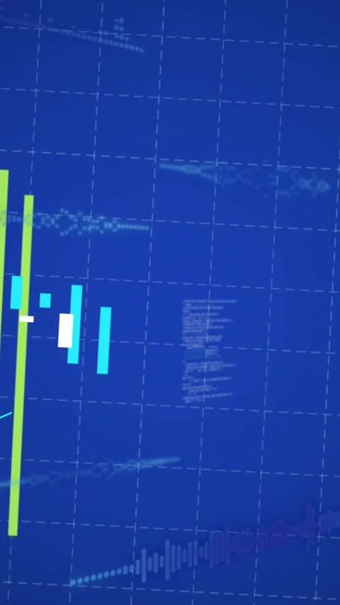 Vertical video: On timeline advance chart bars rising and lines tracing to Stock Footage 329552543