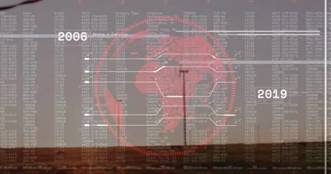 Vertical video: Timeline moving HUD globe rotating over poles sending node lines Video stock 332275969