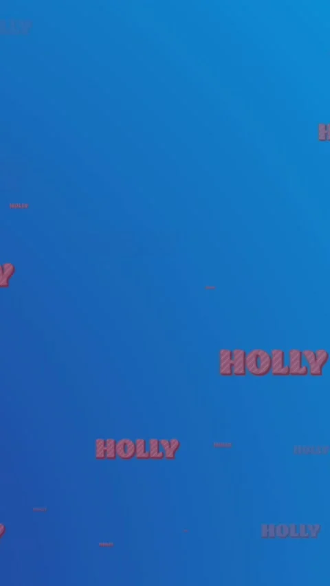 Vertical video: Title loop playing on blue gradient HOLLY text drifting scaling 스톡 동영상 342841463