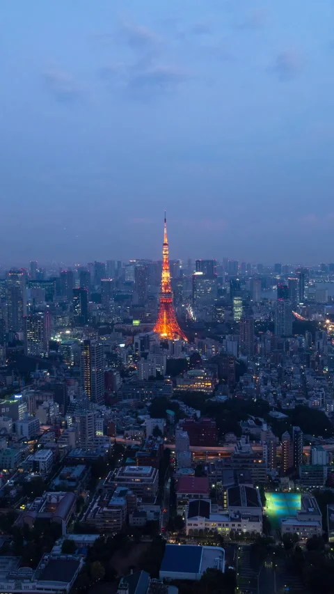 Vertical video - Tokyo Sunset Timelapse Stock Footage 280125043