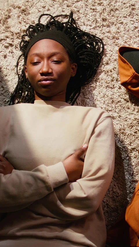 Vertical Video Top down view of black girl with trust issues ignoring her man Stock Footage 333616067