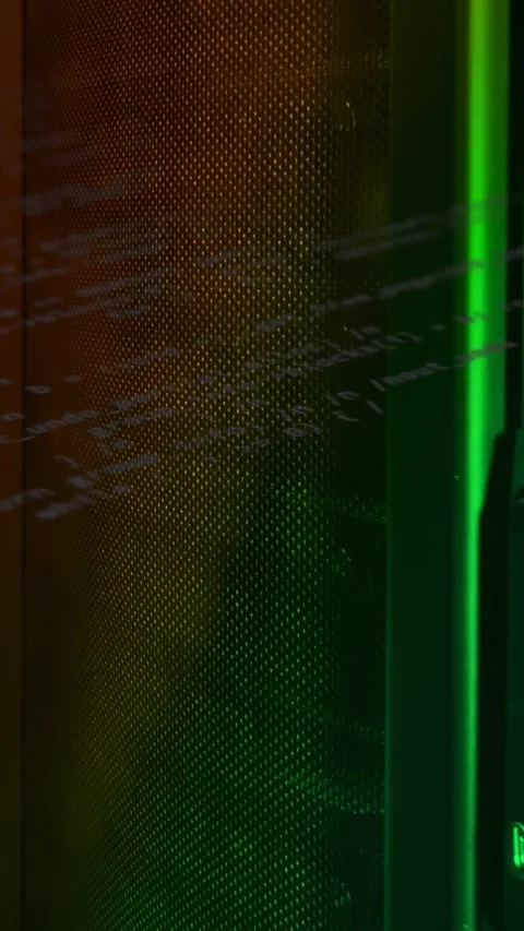 Vertical video: Top node lighting, sending trails, green orbs drifting to neon Stock Footage 331291964