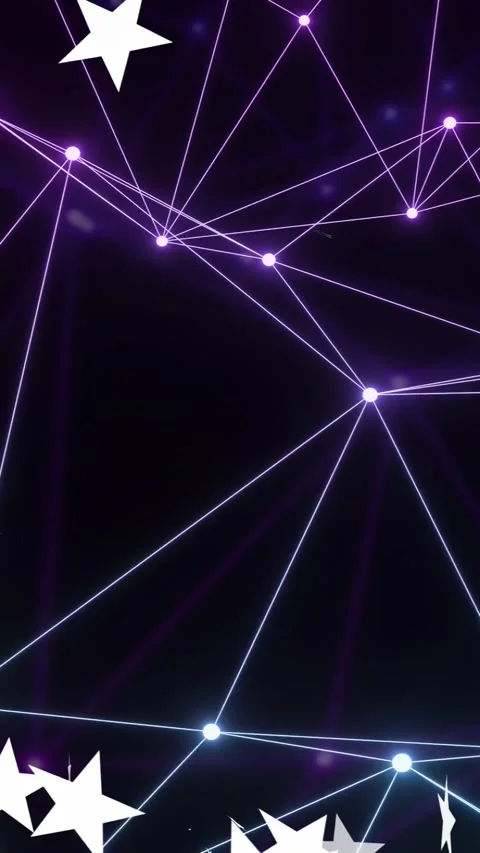Vertical video: Top stars starting central network, nodes pulsing and lines Stock Footage 335802799