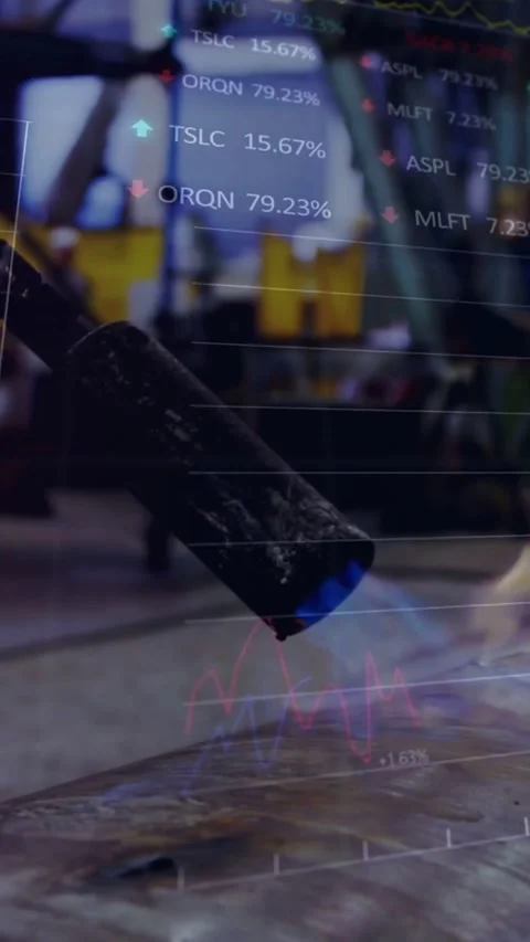Vertical video: Torch tip making heating passes touching metal, blue flame Stock Footage 334317592