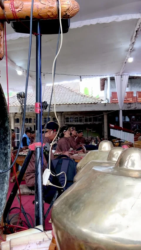 Vertical Video of Traditional Gamelan Performance Stock Footage 342576934