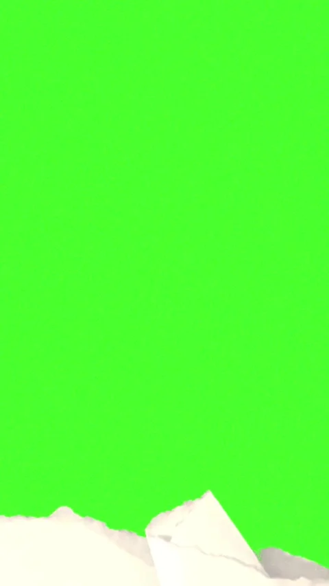 Vertical video transition of 2d white sheet page cut reveals green screen Video stock 308238497