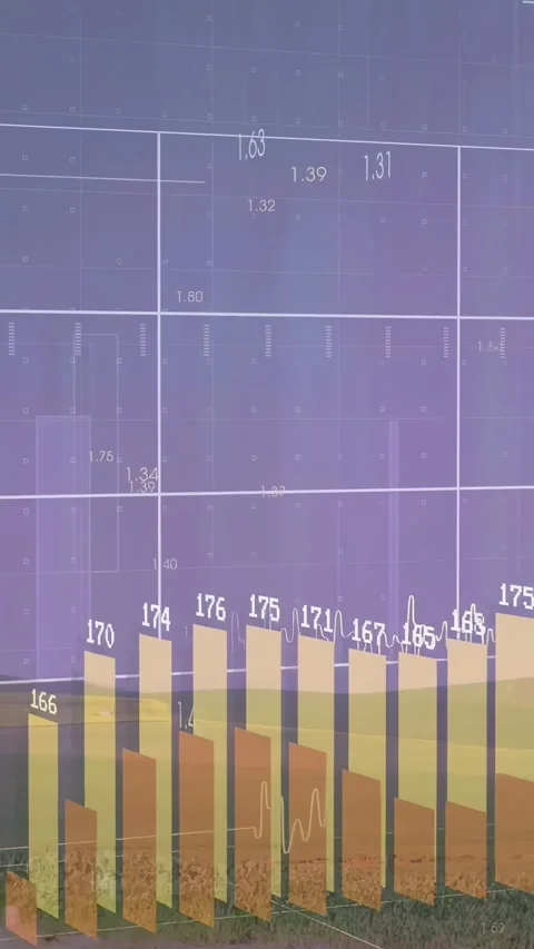 Vertical video: Translucent 3D chart animating as grid appears, bars rising and Stock Footage 334398141