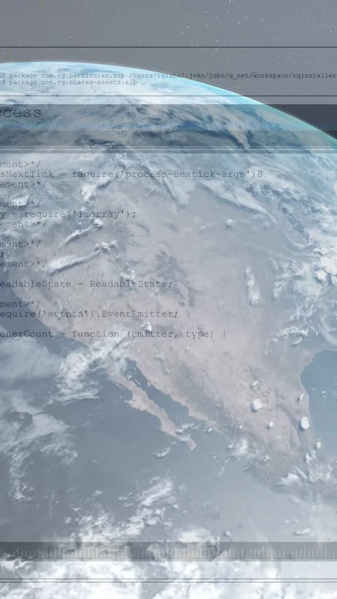 Vertical video: Translucent band appearing, globe spinning as code overlay Stock Footage 332823157
