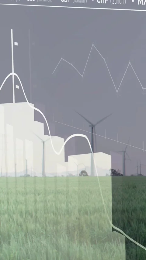 Vertical video: Translucent data overlay appearing left, updating bars and Stock Footage 334544552