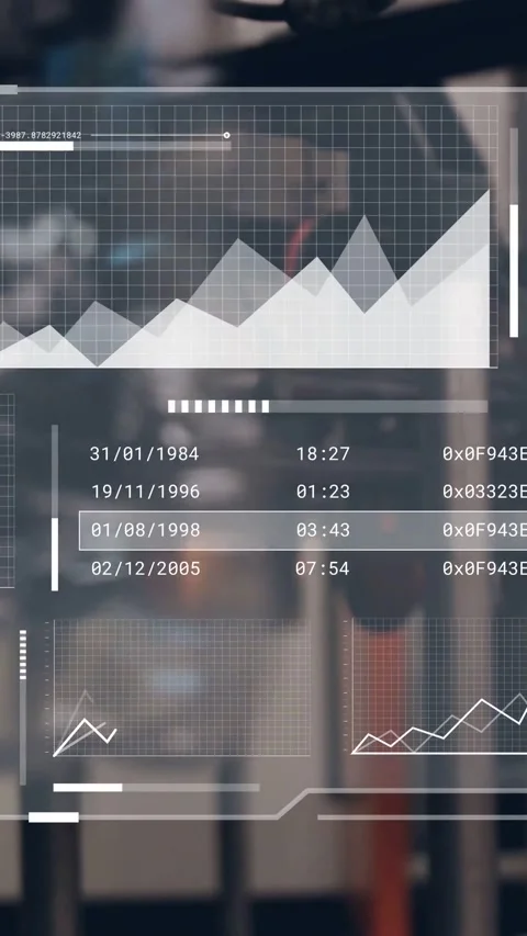 Vertical video: Translucent tech UI moving highlight through dates, updating Stock Footage 331383452