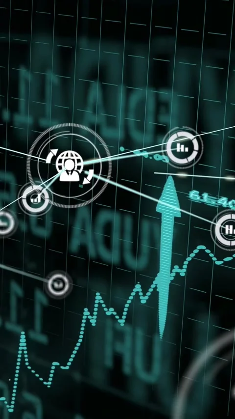 Vertical video: Trend hitting target causing user node pulsing links radiating 스톡 동영상 328332052