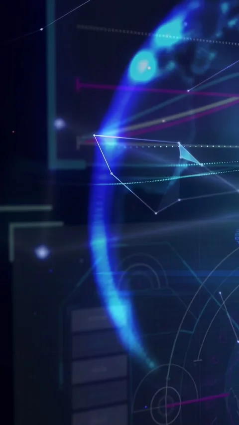 Vertical video: Tri node appearing turning causing globe mesh growth as lines Stock Footage 333020626