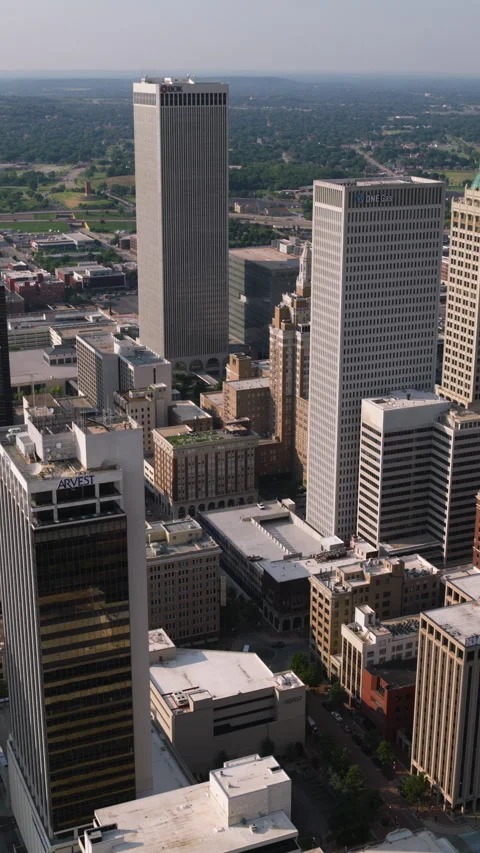 Vertical Video of Tulsa, Oklahoma, Vertical Aerial View Shot Stock Footage 319025262