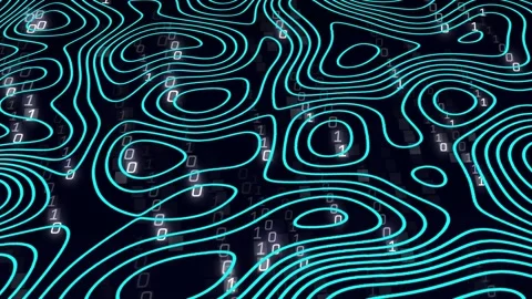 Vertical video: Turquoise contours undulating, spawning binary columns to form, Stock Footage 331789264