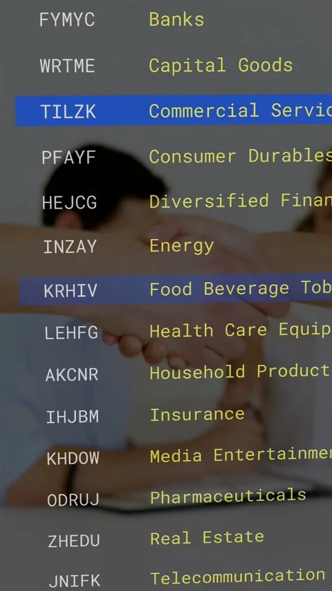 Vertical video: Two execs viewing markets, reaching and shaking as overlay Stock Footage 334836936