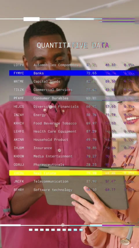Vertical video: Two staff holding tablet man pointing, starting finance data Stock Footage 337538851