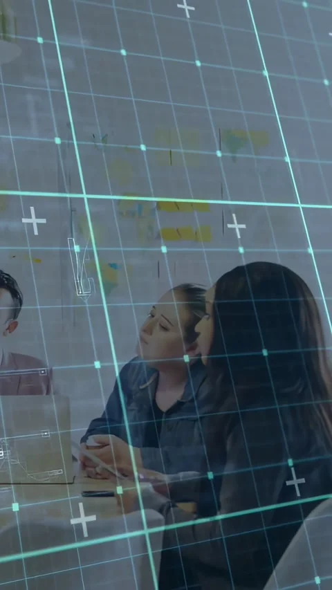 Vertical video: Two women watching presentation after cue, tapping phone under Stock Footage 331274366