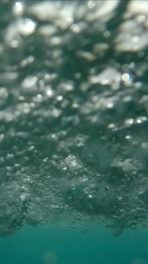 Vertical video, Underwater view on rainstorm below water surface of the Ocean, Stock Footage 309733651