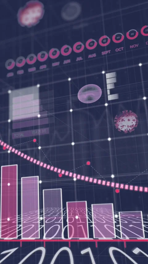 Vertical video: On update binary floor chart rising, bars growing, arrow Stock Footage 331128716