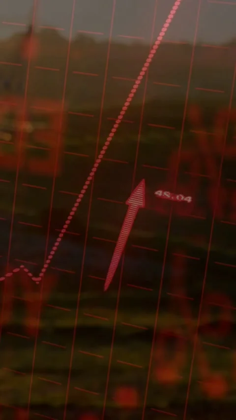 Vertical video: On update red chart updating dot line rising arrow moving bar Stock Footage 333835953