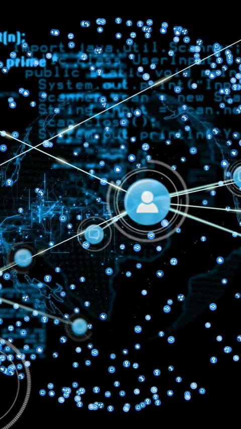 Vertical video: Upon particle assembly central node sending radial links, Stock Footage 331077664